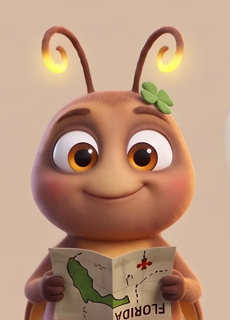 Elio, Lulu’s small cousin, holding a map upside down.